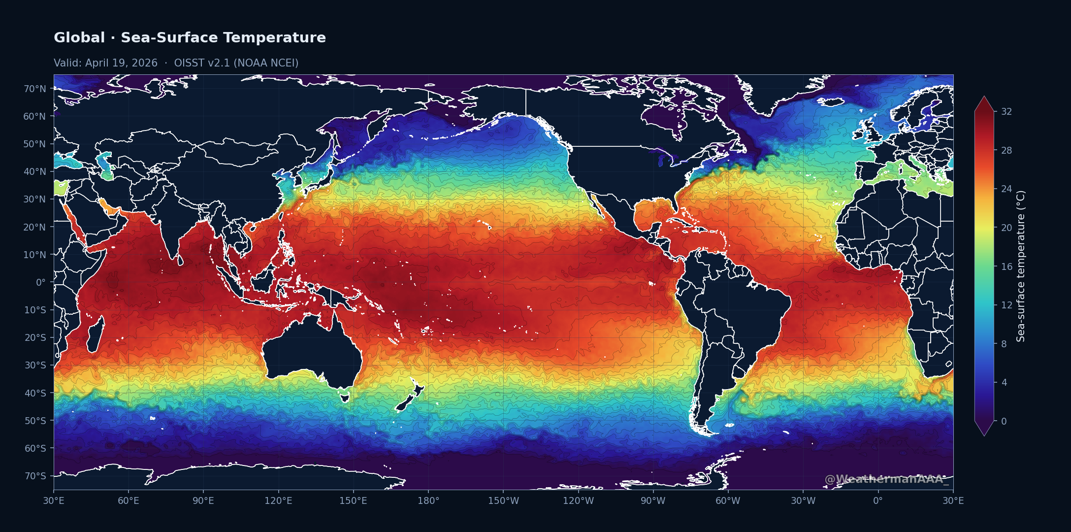 Sea-surface temperature map
